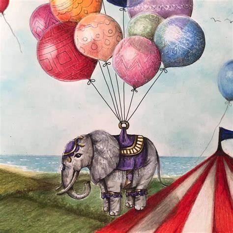 An Elephant Is Flying With Balloons In The Sky