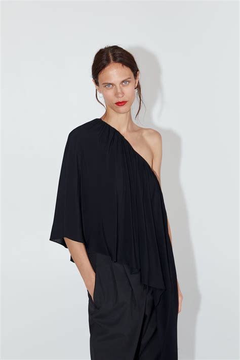 Asymmetric Top View All Shirts Blouses Woman Zara United States Asymmetrical Tops Tops