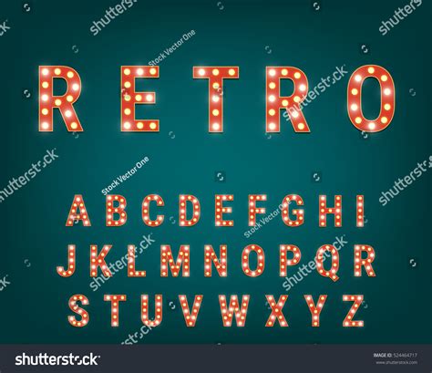 Retro Font Light Bulbs Glowing Retro Stock Vector Royalty Free