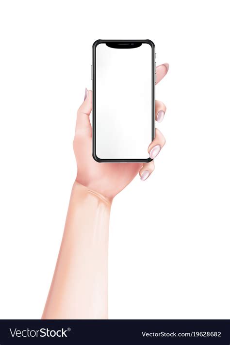 Girl Hand Holding Modern Style Smartphone Vector Image