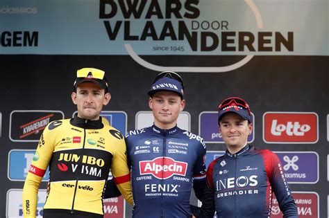 Tiesj Benoot Kan Leven Met Tweede Plek In Dwars Door Vlaanderen Met Van Aert En Laporte Erbij