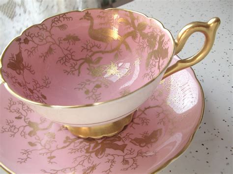 Antique Pink Tea Cup And Saucer Set Vintage Aynsley Bone China Tea Cup