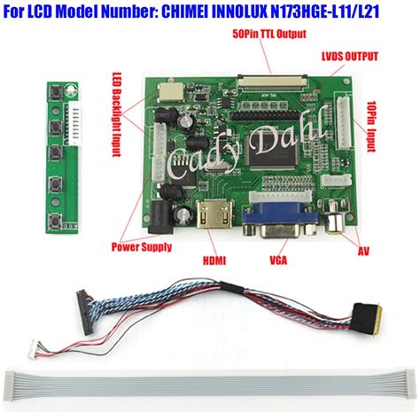 HDMI VGA 2AV LVDS Controller Board 40 Pins Lvds Cable Kits For