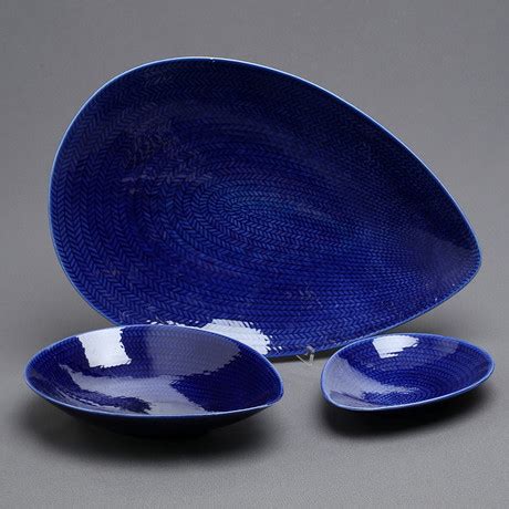 PLATE 3 pieces flintware Blue fire Hertha Bengtsson Rörstrand