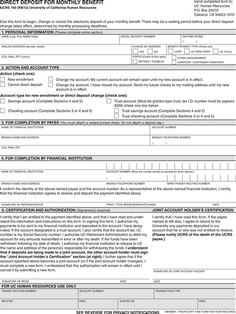 Free California Direct Deposit Form Pdf Kb Page S