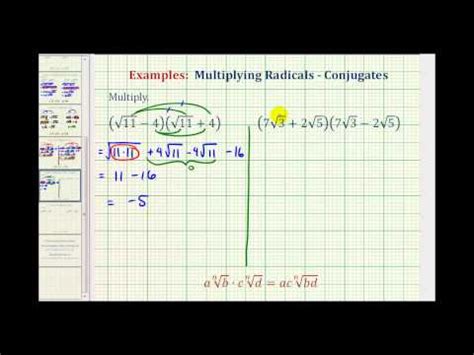 Ex Multiply Radical Conjugates Square Roots Math Help From