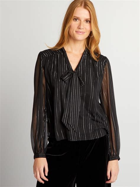 Blouse à col lavallière noir Kiabi 22 00