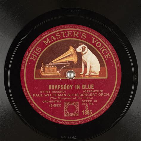 Rhapsody In Blue First Record Paul Whiteman And His Concert Orch