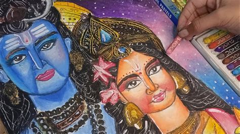 Shiv Parvati Oil Pastel Tutorial Shiv Shakti Drawing Mahashivratri