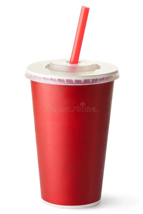 Red Cardboard Cup With A Straw Stock Image Image Of White Fizzy