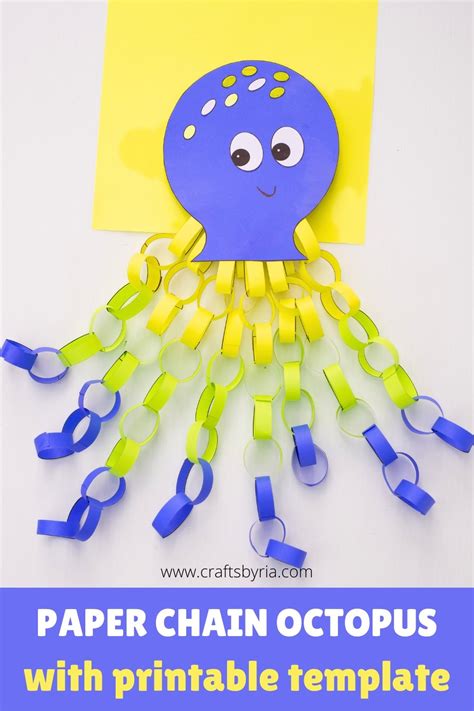 Easy paper chain octopus craft - Crafts By Ria