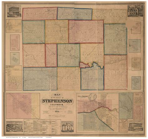 Stephenson County, Illinois 1859 - Old Map Reprint - OLD MAPS