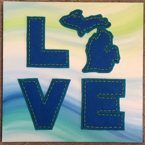 Michigan LOVE Painted Canvas With Applique - Etsy