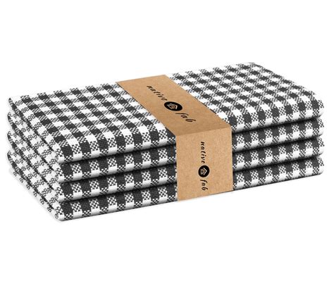 Native Fab 100 Cotton Gingham Check Reusable Cloth Fabric Napkins