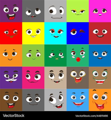 Square emoji icon emoticon cartoon face set Vector Image