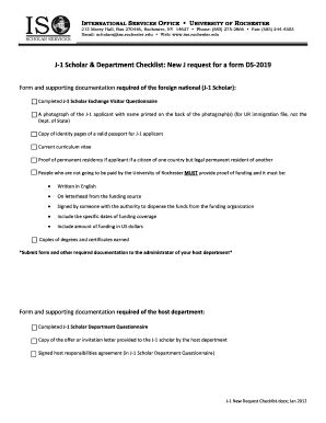 Fillable Online J Scholar Department Checklist New J Request For A