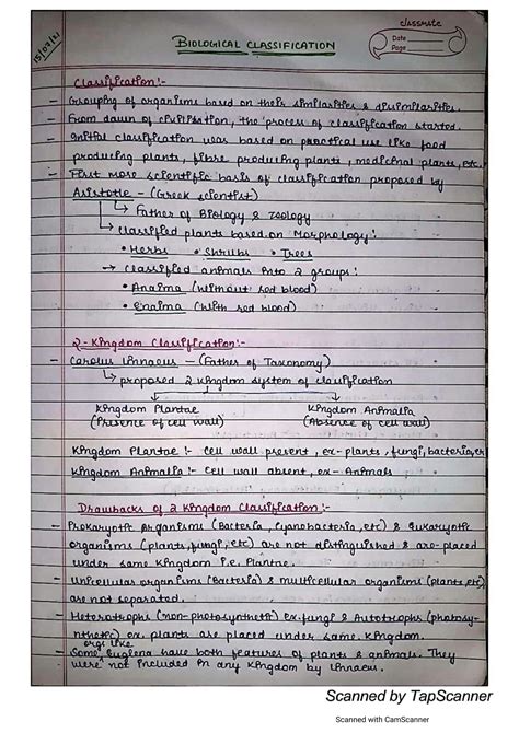 Solution Neet Biology Notes On Biological Classification Handwritten