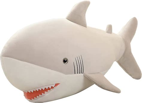 23 Inch Great White Shark Plush, Stuffed Animal, Plush Toy, Cute Shark Plushie For Boys, For ...