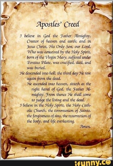 Apostles Creed Believe In God The Father Almighty Creator Of Fieaven