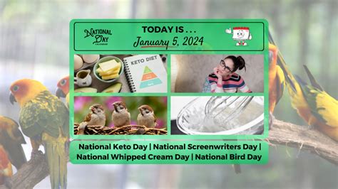 JANUARY 5 2024 NATIONAL WHIPPED CREAM DAY NATIONAL SCREENWRITERS