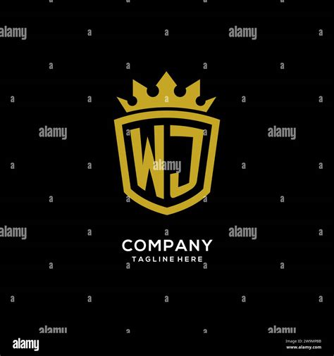 Initial WJ Logo Shield Crown Style Luxury Elegant Monogram Logo Design