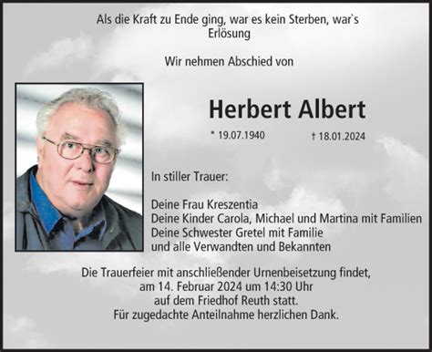 Herbert Albert Traueranzeige Trauer Infranken De