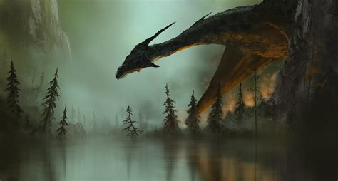 dragon in forest illustration #artwork digital art #dragon #2K # ...