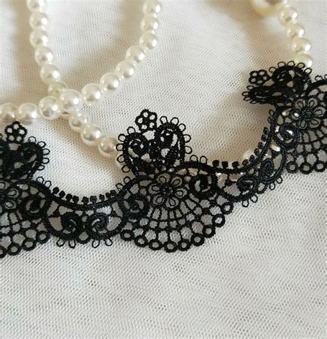 Yards Exquisite Black Venice Lace Trim Scalloped Eyelash Embroidery