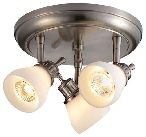 Hampton Bay 3 Light Satin Nickel Directional Ceiling Track Lighting Fixture Traditional Spot