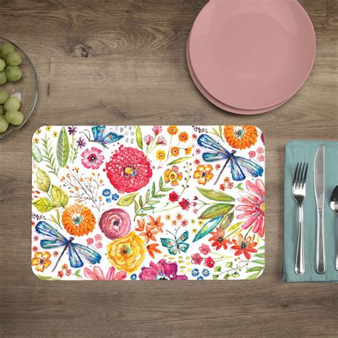 Reversible Decofoam® Placemat Blooms And Butterflies Cleaning Wipes