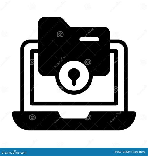 A Locked Folder In Laptop Concept Of Data Protection Security Icon