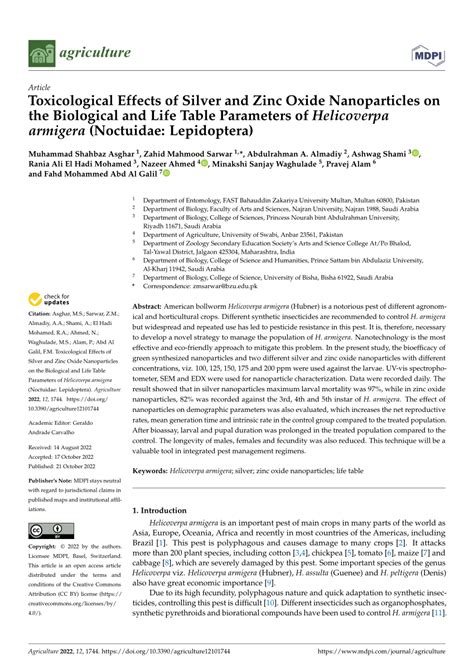 PDF Toxicological Effects Of Silver And Zinc Oxide Nanoparticles On