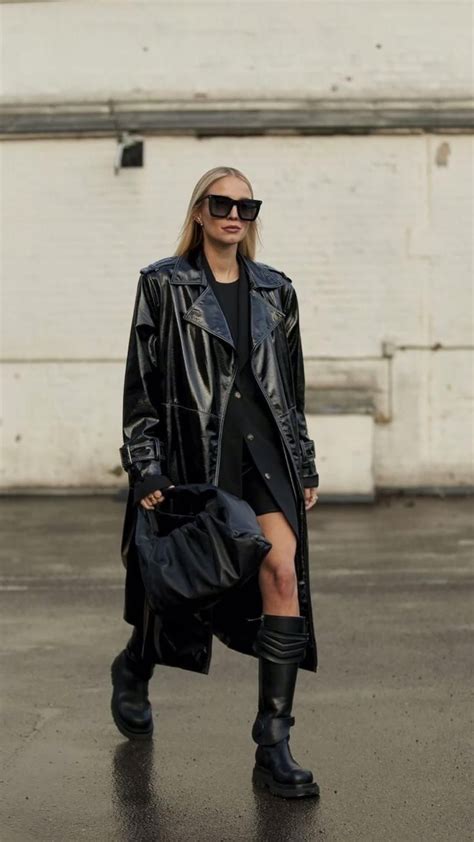 Black Leather Trench Coat Combine Idea Fall Artofit