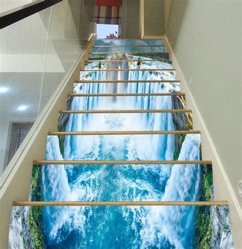 3D Huge Waterfall 6 Staircase Stairway Stairs Risers Stickers Etsy