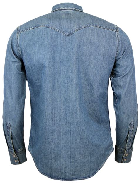 Levis® Barstow Retro 70s Mens Western Denim Shirt In Blue