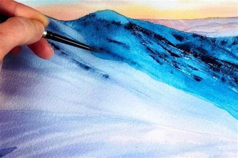 Step-by-Step Watercolor Tutorial for Snowy Mountain Scenes – Urbaki Art