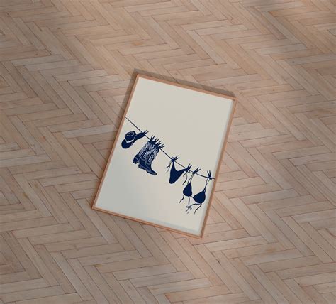 Bikini Art Print Printable Navy Bikini Beach Illustration Bikini Hanging Poster Bathing Suit