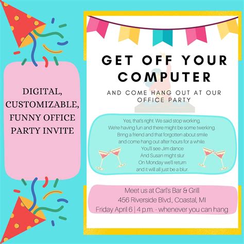 Office Party Invitation Work Party Funny Invitation - Etsy New Zealand
