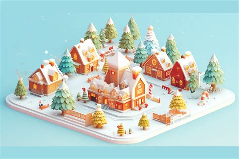 Merrychristmas 3d Isometric Illustration Graphic By Polarbearstudio