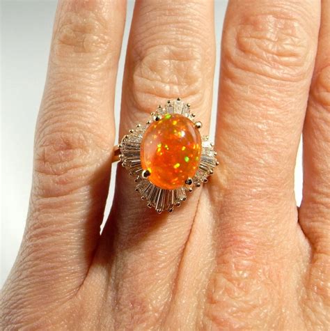 Finest Mexican Precious Fire Opal Ring Big Orange Fire Opal Etsy