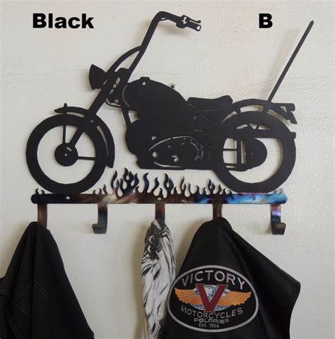 Motorcycle Helmet Rack With Hooks Metal Art Silhouette Coat Rack