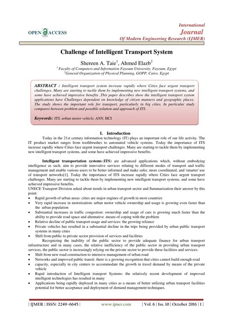 (PDF) Challenge of Intelligent Transport System