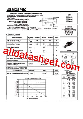 2SD635 データシート PDF Mospec Semiconductor