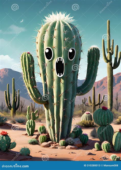 Cute Cartoon Character in Desert Stock Illustration - Illustration of ...