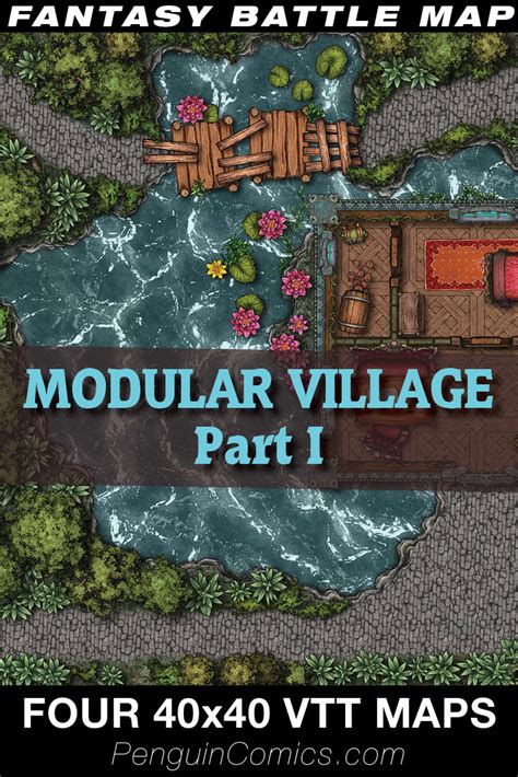 Vtt Battle Maps Modular Village Part I 4 Images 40x40 Penguincomics Vtt Battle Maps