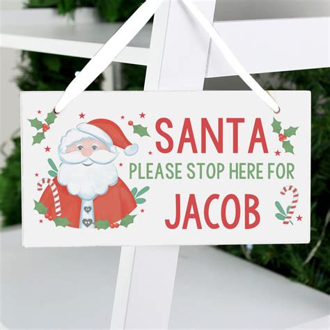 Personalised Santa Stop Here Wooden Sign Foryou Ie