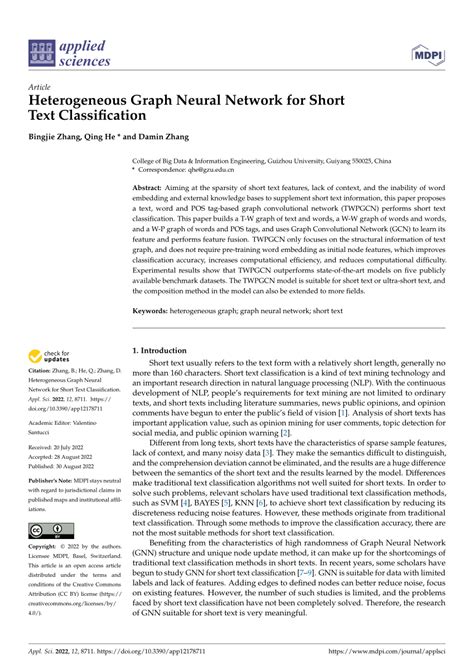 Pdf Heterogeneous Graph Neural Network For Short Text Classification