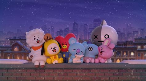 an animated group of animals standing on top of a brick wall in front of a cityscape