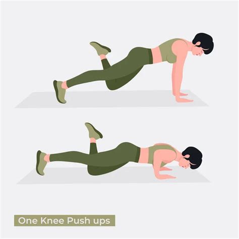 Knee Push Ups Exercise Women Workout Fitness Aerobic Exercises Vector