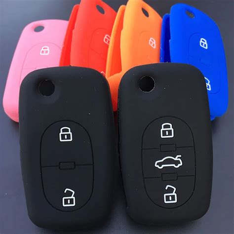 Borracha De Silicone Carro Chave Fob Capa Caso Conjunto Para Audi A A